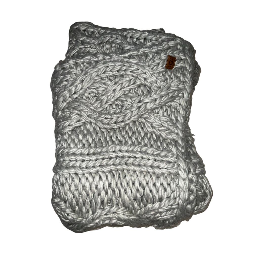 Ugg Gray Chunky Knit Throw Blanket Size 77 x 31